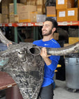 100 Wall Hanging Longhorn Recycled Metal Sculpture - Xformerz