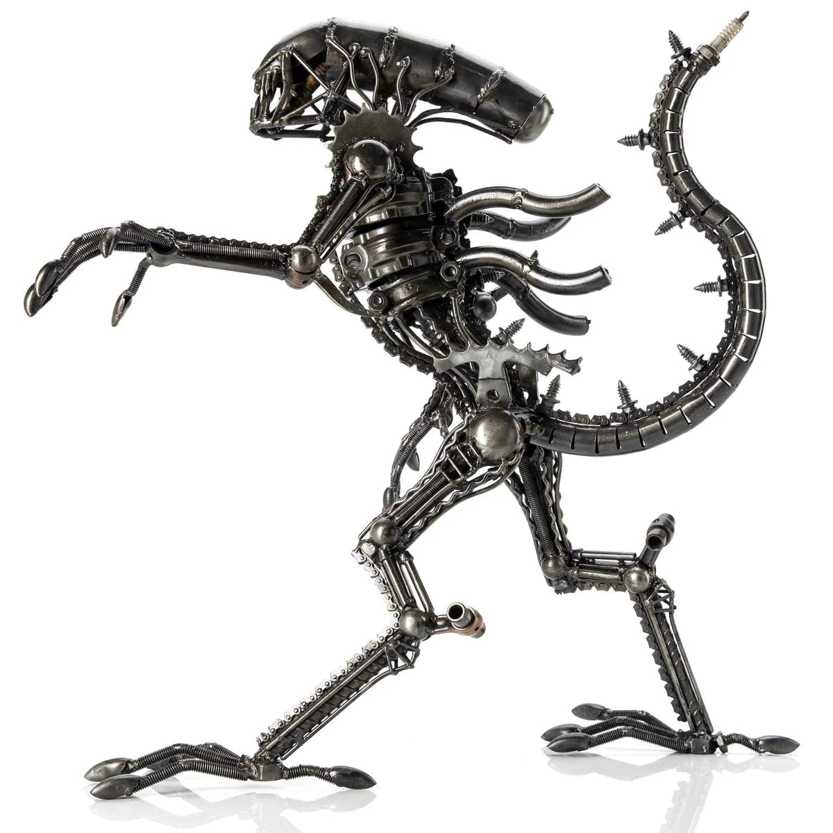 17" Alien Inspired Recycled Metal Sculpture Xformerz