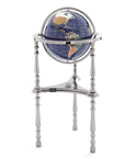 37" Tall Gemstone Globe with Lapis Ocean on Ambassador Gun Metal 3-Leg High Stand - Xformerz