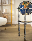 37" Tall Gemstone Globe with Lapis Ocean on Ambassador Gun Metal 3-Leg High Stand - Xformerz