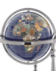 37" Tall Gemstone Globe with Lapis Ocean on Ambassador Gun Metal 3-Leg High Stand - Xformerz