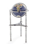 37" Tall Gemstone Globe with Lapis Ocean on Ambassador Gun Metal 3-Leg High Stand - Xformerz