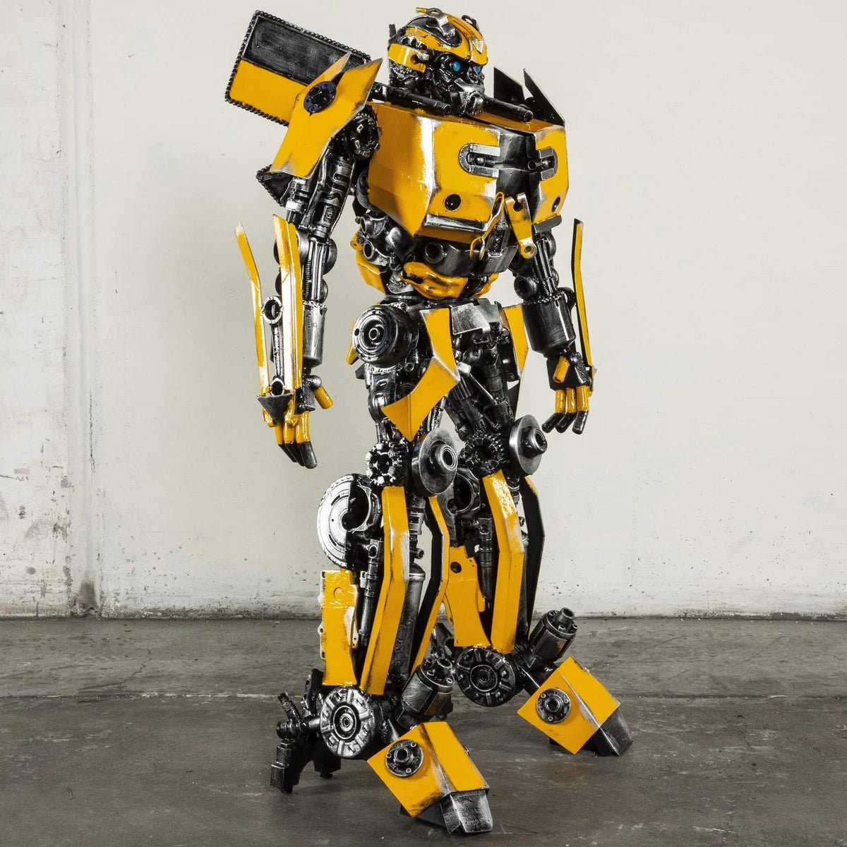 44" Bumblebee Inspired Recycled Metal Art Sculpture - Xformerz