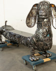 52" Dog Bench Recycled Metal Art Sculpture - Xformerz