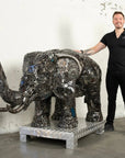 60 Elephant Inspired Recycled Metal Sculpture - Xformerz