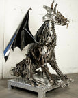 67” Dragon Inspired Recycled Metal Art Sculpture - Xformerz