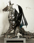 67” Dragon Inspired Recycled Metal Art Sculpture - Xformerz