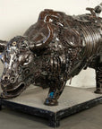 98 Wall Street Bull Inspired Recycled Metal Art Sculpture - Xformerz