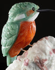 Peter Muller Amazonite Belted Kingfisher Love Bird Carving on Tourmaline Base - Xformerz