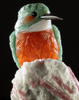 Peter Muller Amazonite Belted Kingfisher Love Bird Carving on Tourmaline Base - Xformerz