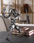 Predator with Dual Wielded Sword Inspired Recycled Metal Sculpture - Xformerz