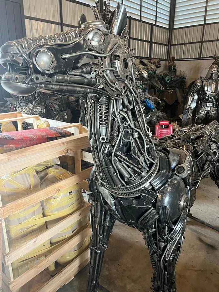 130 Large Horse Recycled Metal Sculpture - Xformerz