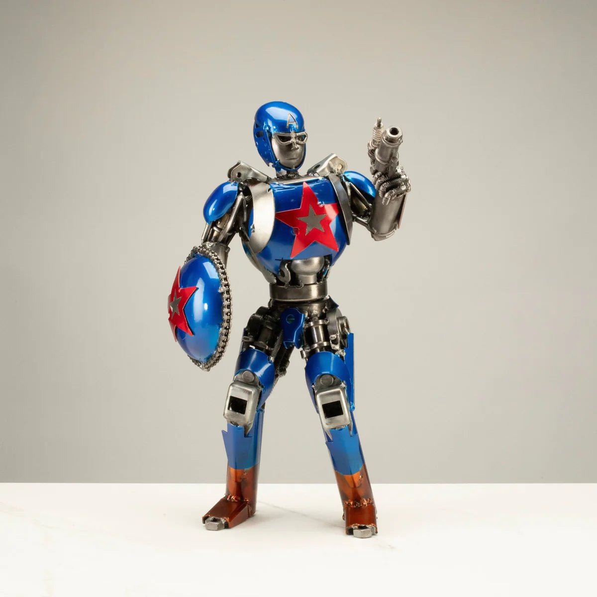 16 Captain America Inspired Recycled Metal Art Sculpture - Xformerz