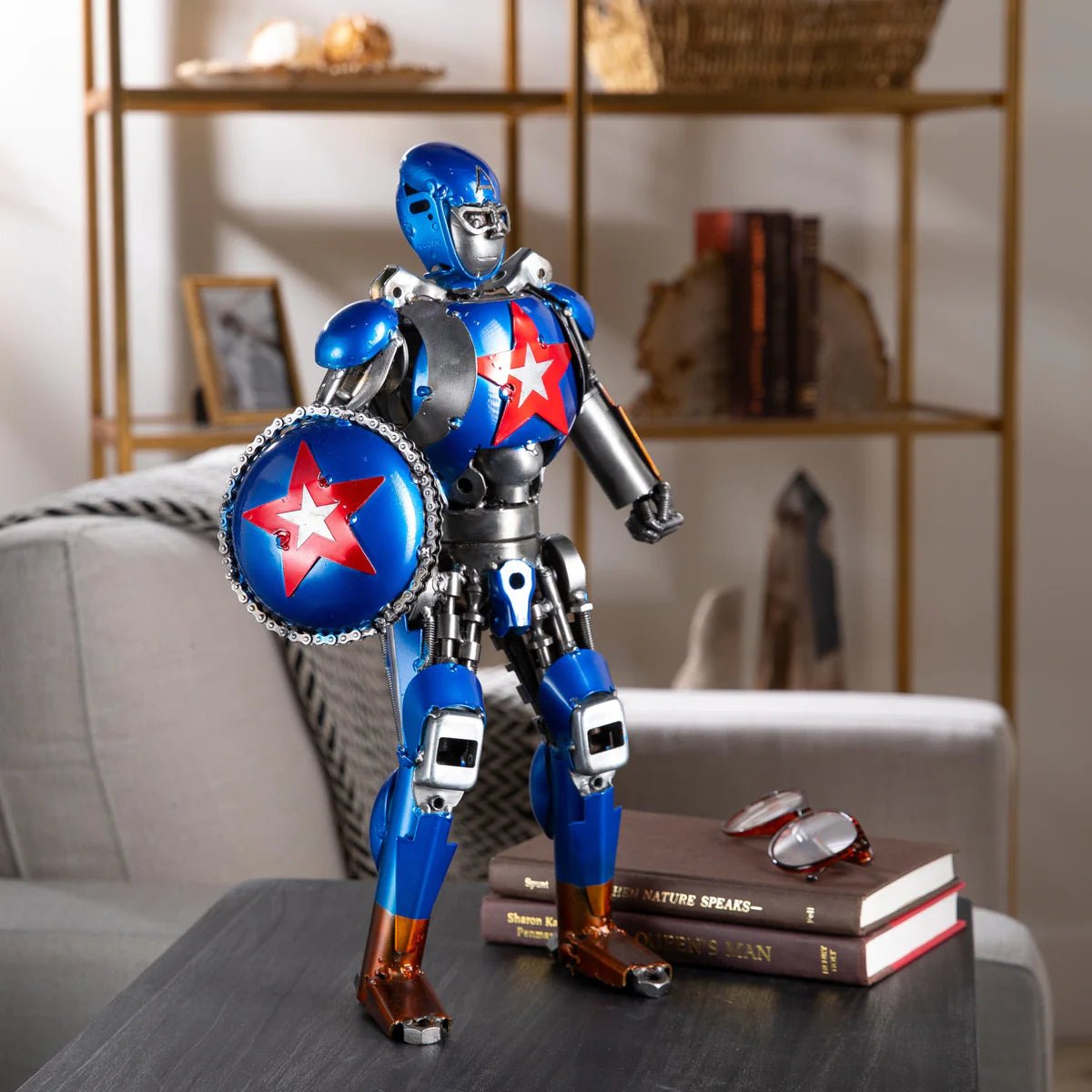 16 Captain America Inspired Recycled Metal Art Sculpture - Xformerz