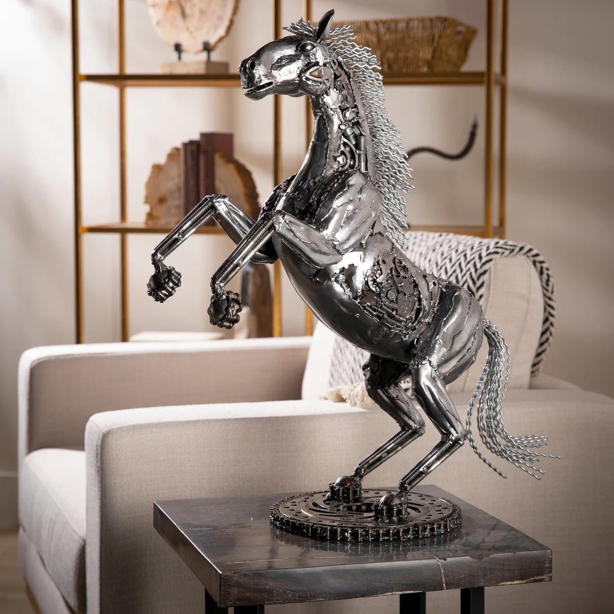 24 Jumping Horse Inspired Recycled Metal Art Sculpture - Xformerz