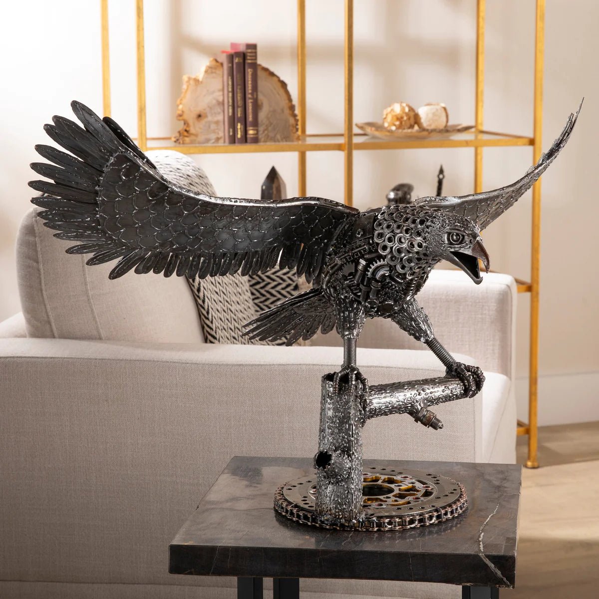 24 Majestic Eagle Inspired Recycled Metal Art Sculpture - Xformerz