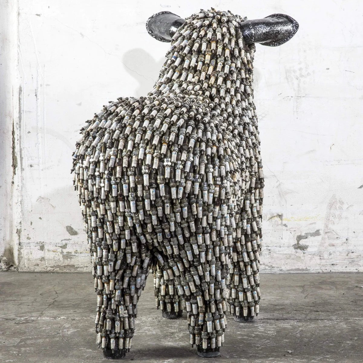 30 Spark Plug Sheep Inspired Recycled Metal Sculpture - Xformerz