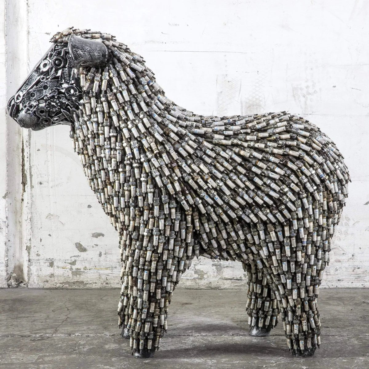 30 Spark Plug Sheep Inspired Recycled Metal Sculpture - Xformerz