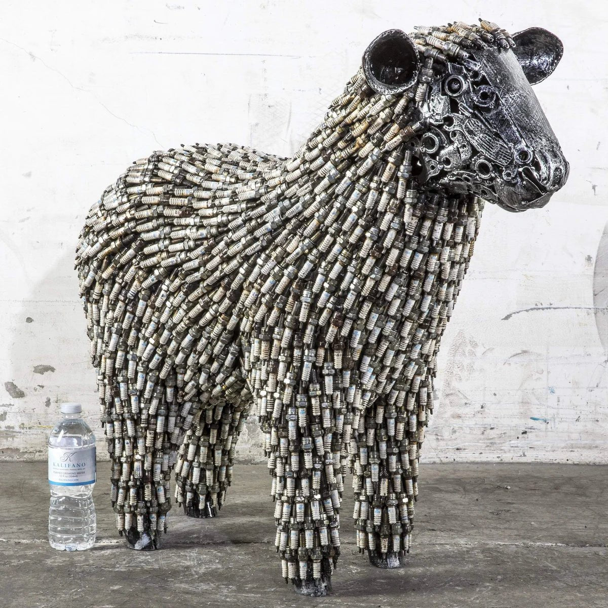 30 Spark Plug Sheep Inspired Recycled Metal Sculpture - Xformerz