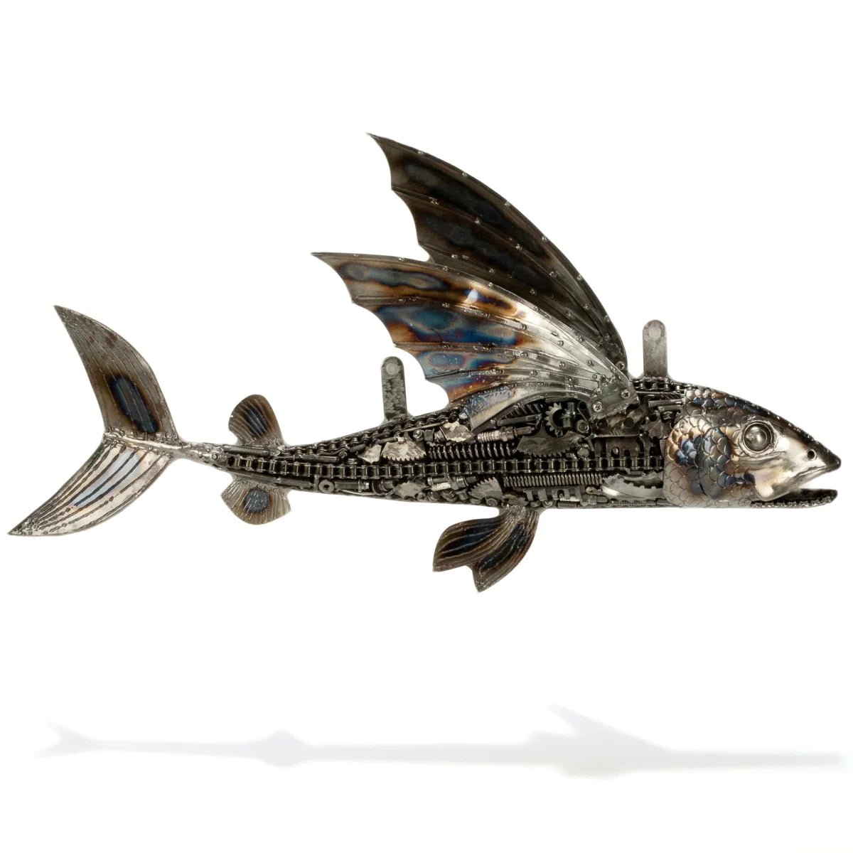 35 Flying Fish (Left) Inspired Recycled Metal Art Sculpture - Xformerz