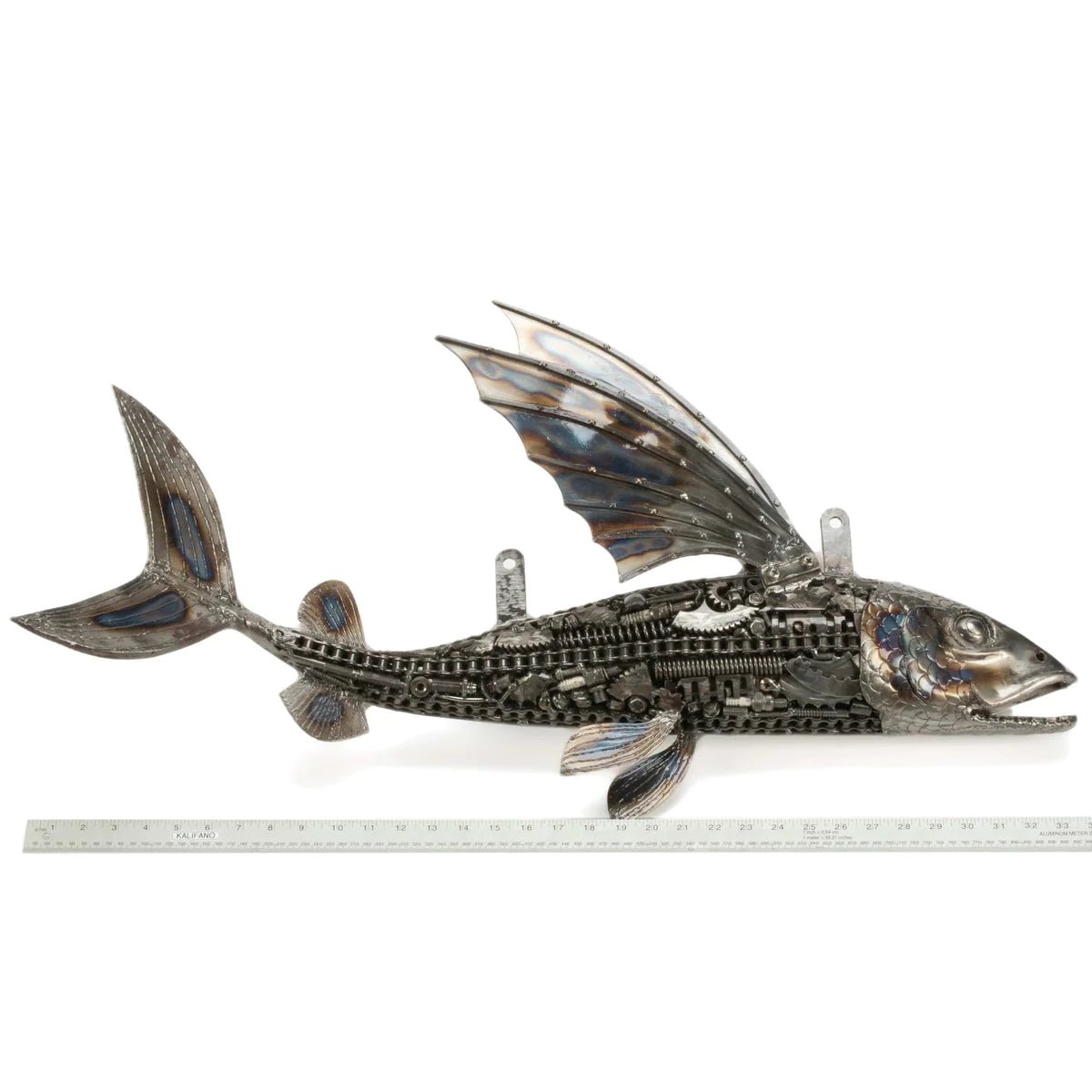 35 Flying Fish (Left) Inspired Recycled Metal Art Sculpture - Xformerz