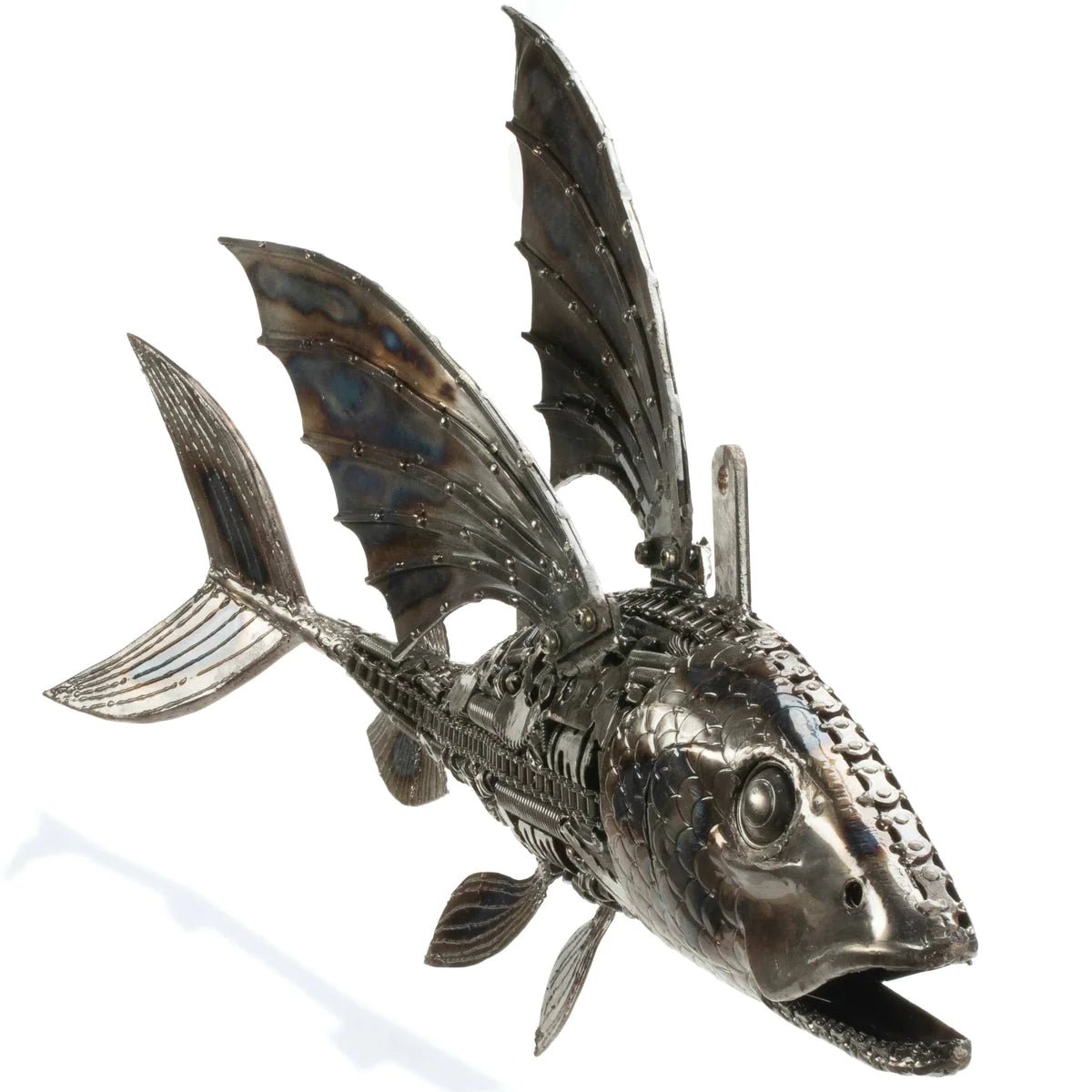 35 Flying Fish (Left) Inspired Recycled Metal Art Sculpture - Xformerz