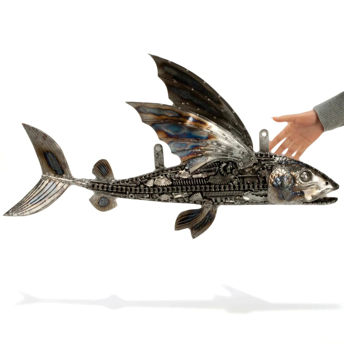 35 Flying Fish (Left) Inspired Recycled Metal Art Sculpture - Xformerz