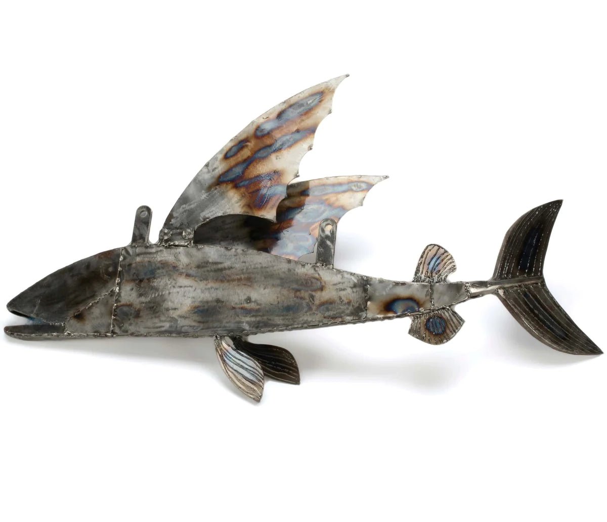 35 Flying Fish (Left) Inspired Recycled Metal Art Sculpture - Xformerz