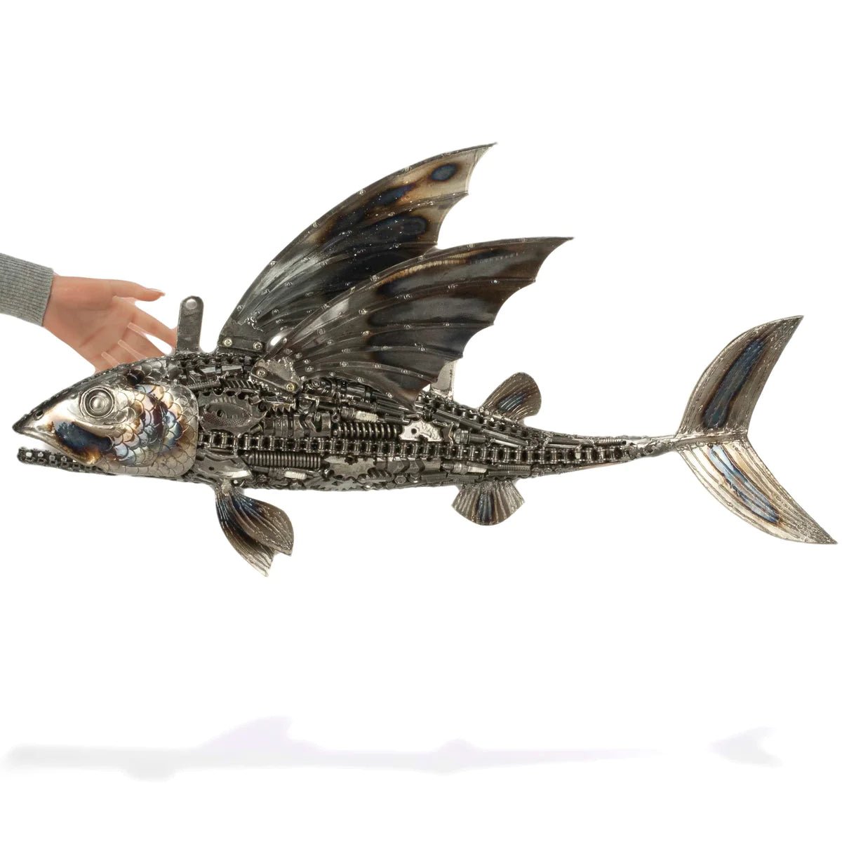 35 Flying Fish (Right) Recycled Metal Art Sculpture - Xformerz