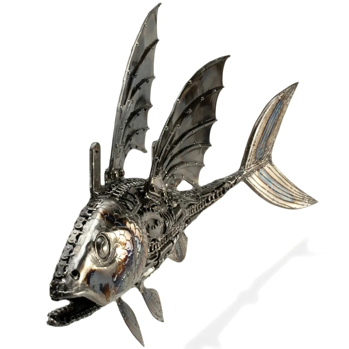 35 Flying Fish (Right) Recycled Metal Art Sculpture - Xformerz