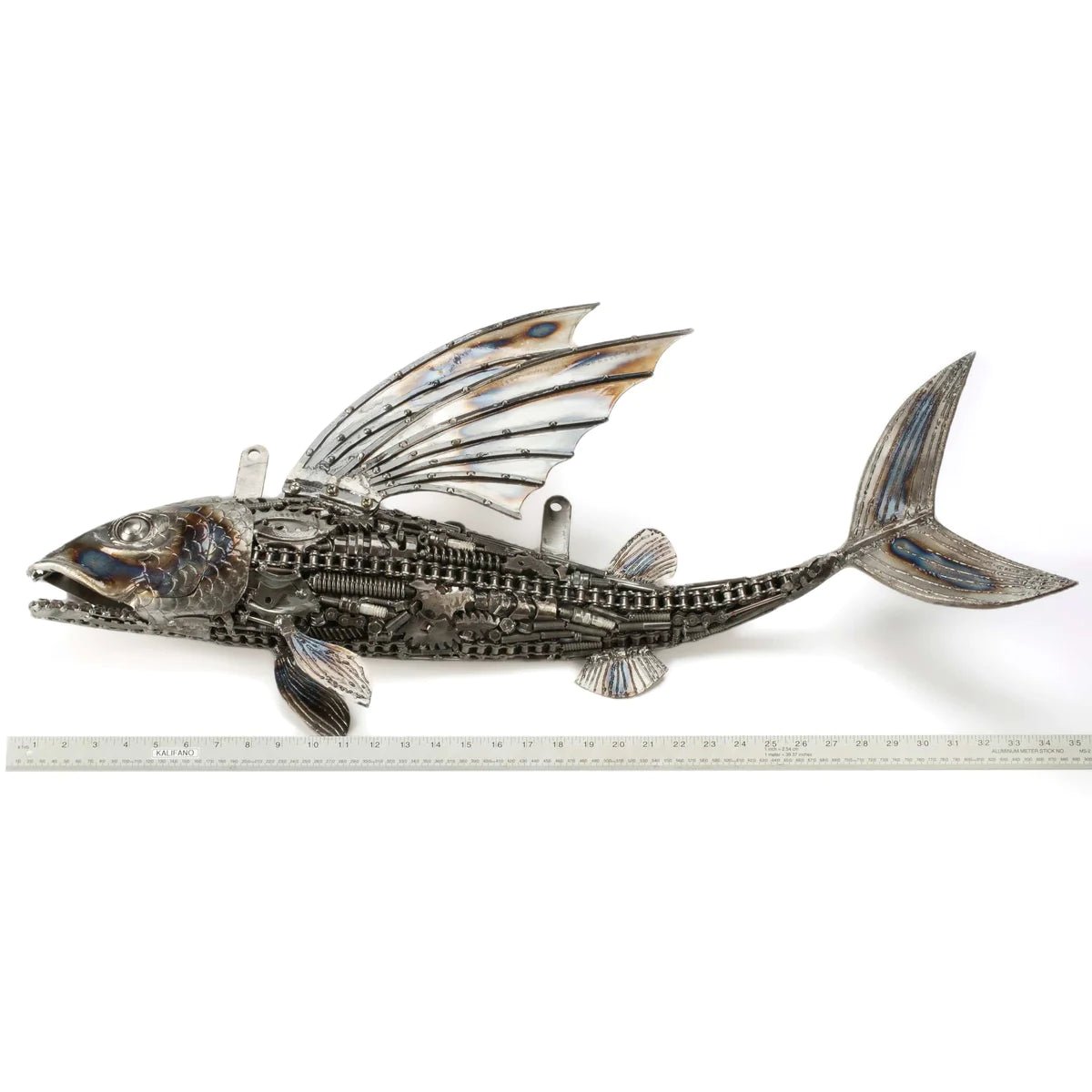 35 Flying Fish (Right) Recycled Metal Art Sculpture - Xformerz