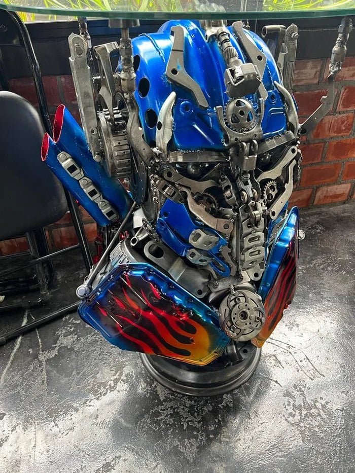 36 Optimus Prime Inspired Recycled Metal Sculpture Table - Xformerz