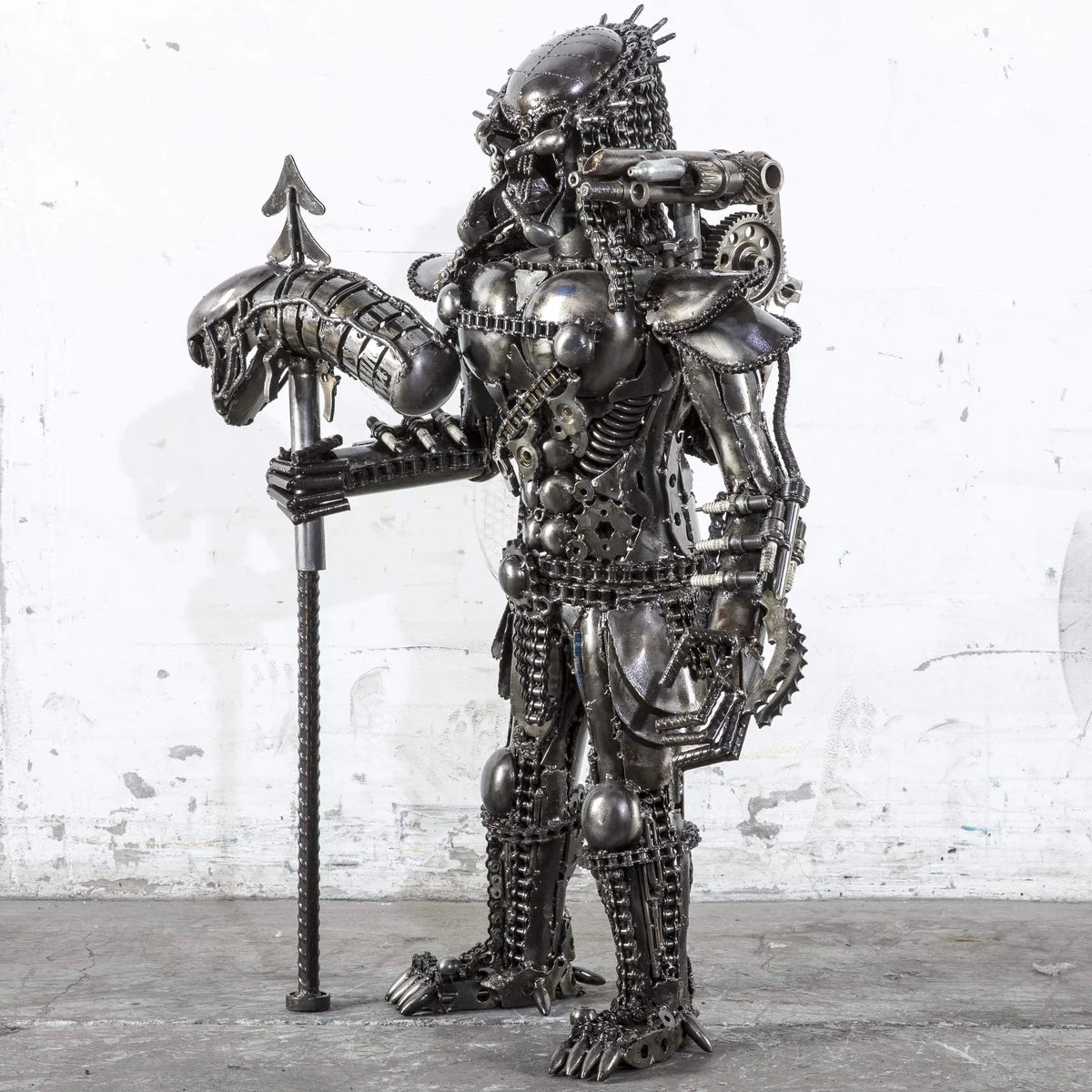 36” Predator Inspired Recycled Metal Sculpture - Xformerz