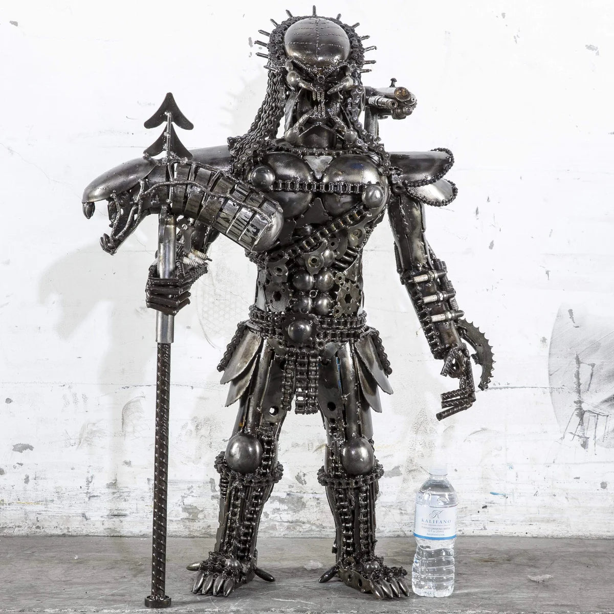 36” Predator Inspired Recycled Metal Sculpture - Xformerz