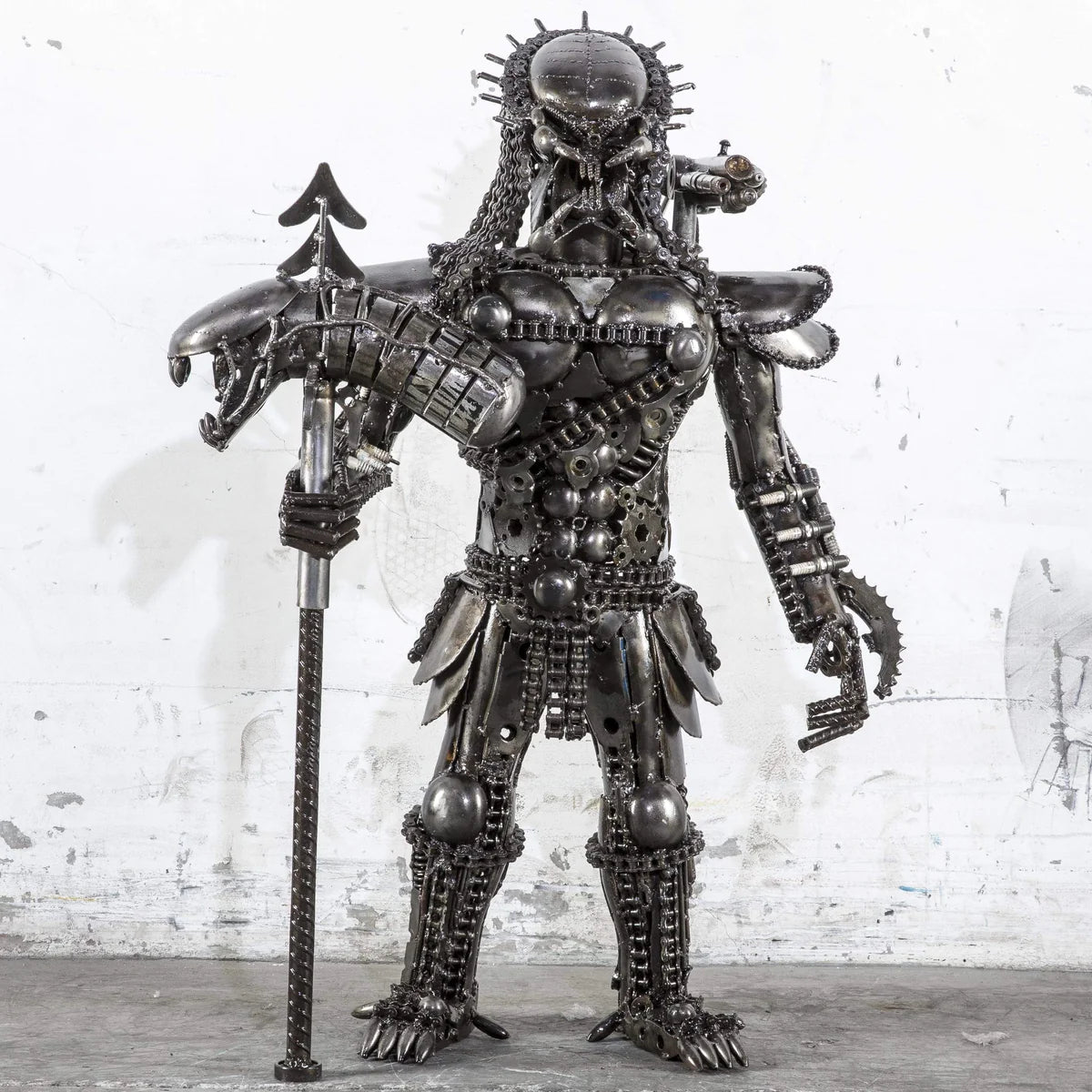 36” Predator Inspired Recycled Metal Sculpture - Xformerz