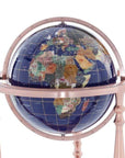 37" Tall / Gemstone Globe with Lapis Ocean / Ambassador Antique Copper / 3 Leg High Stand - Xformerz