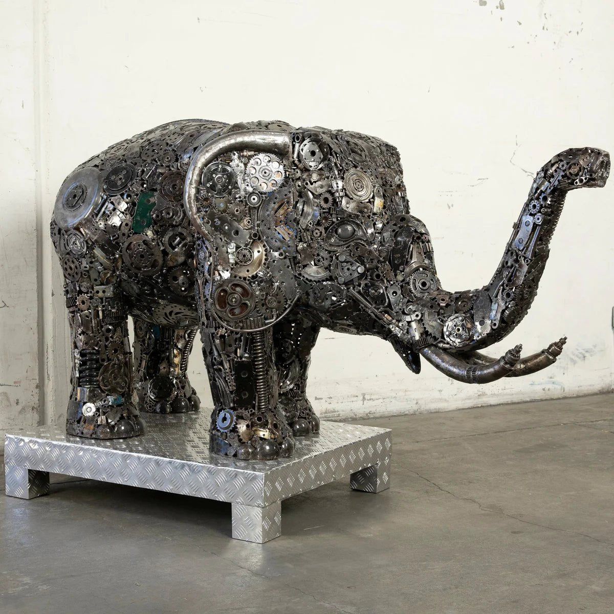 60 Elephant Inspired Recycled Metal Sculpture - Xformerz