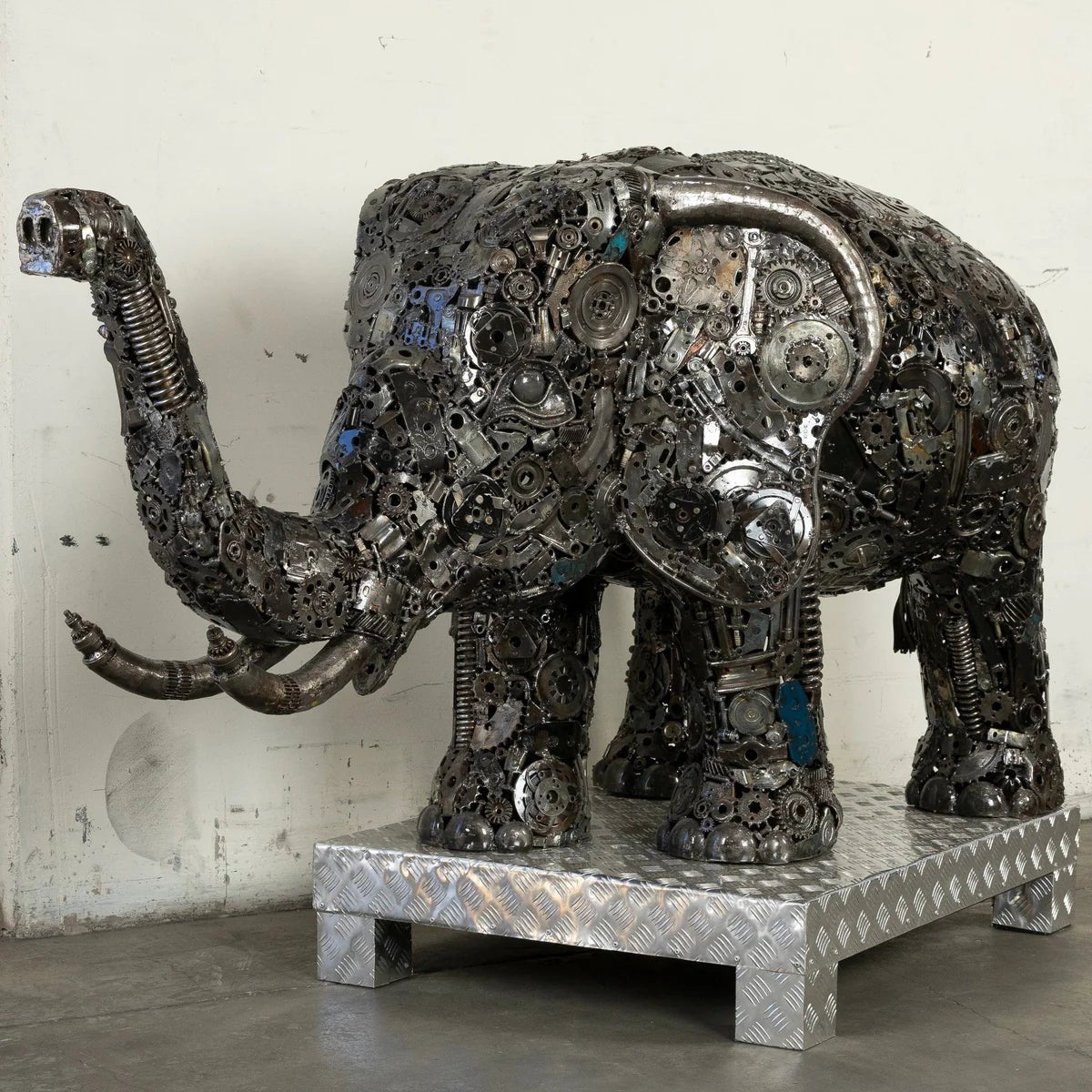 60 Elephant Inspired Recycled Metal Sculpture - Xformerz