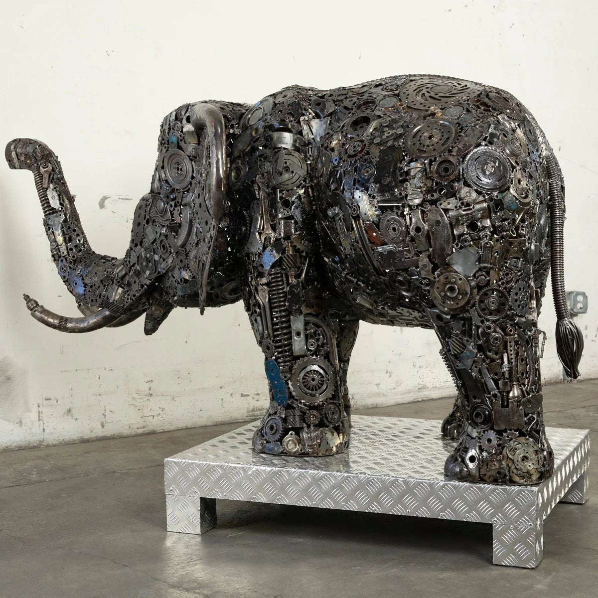 60 Elephant Inspired Recycled Metal Sculpture - Xformerz