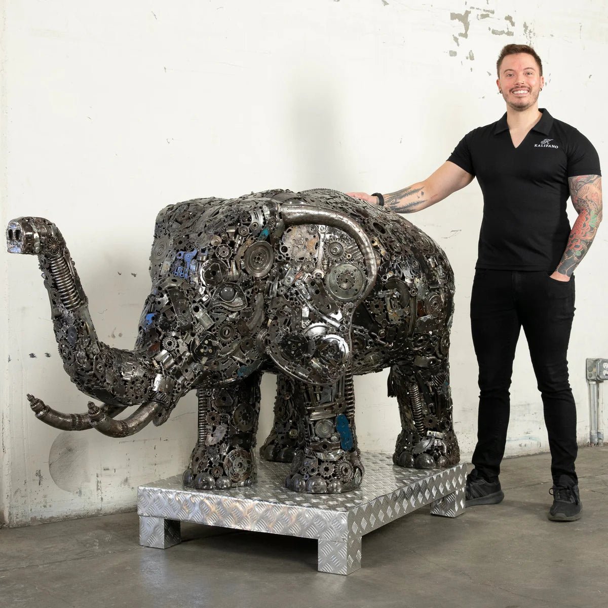 60 Elephant Inspired Recycled Metal Sculpture - Xformerz