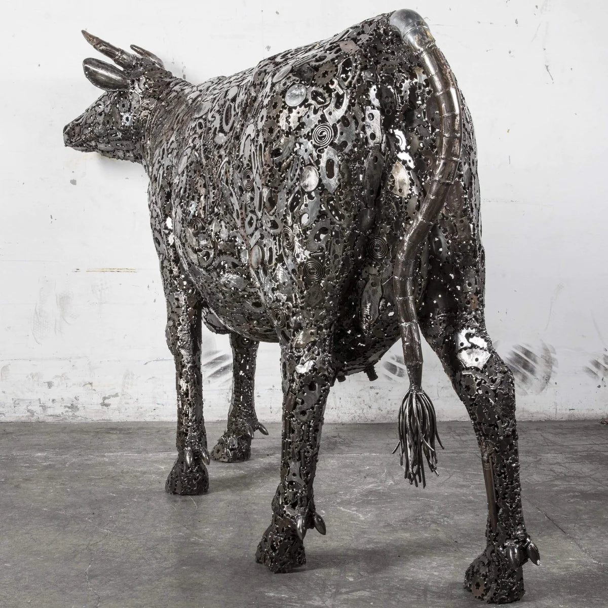 61” Cow Recycled Metal Art Sculpture - Xformerz