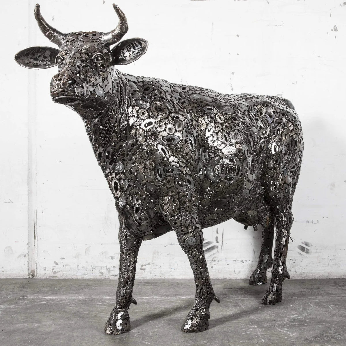 61” Cow Recycled Metal Art Sculpture - Xformerz