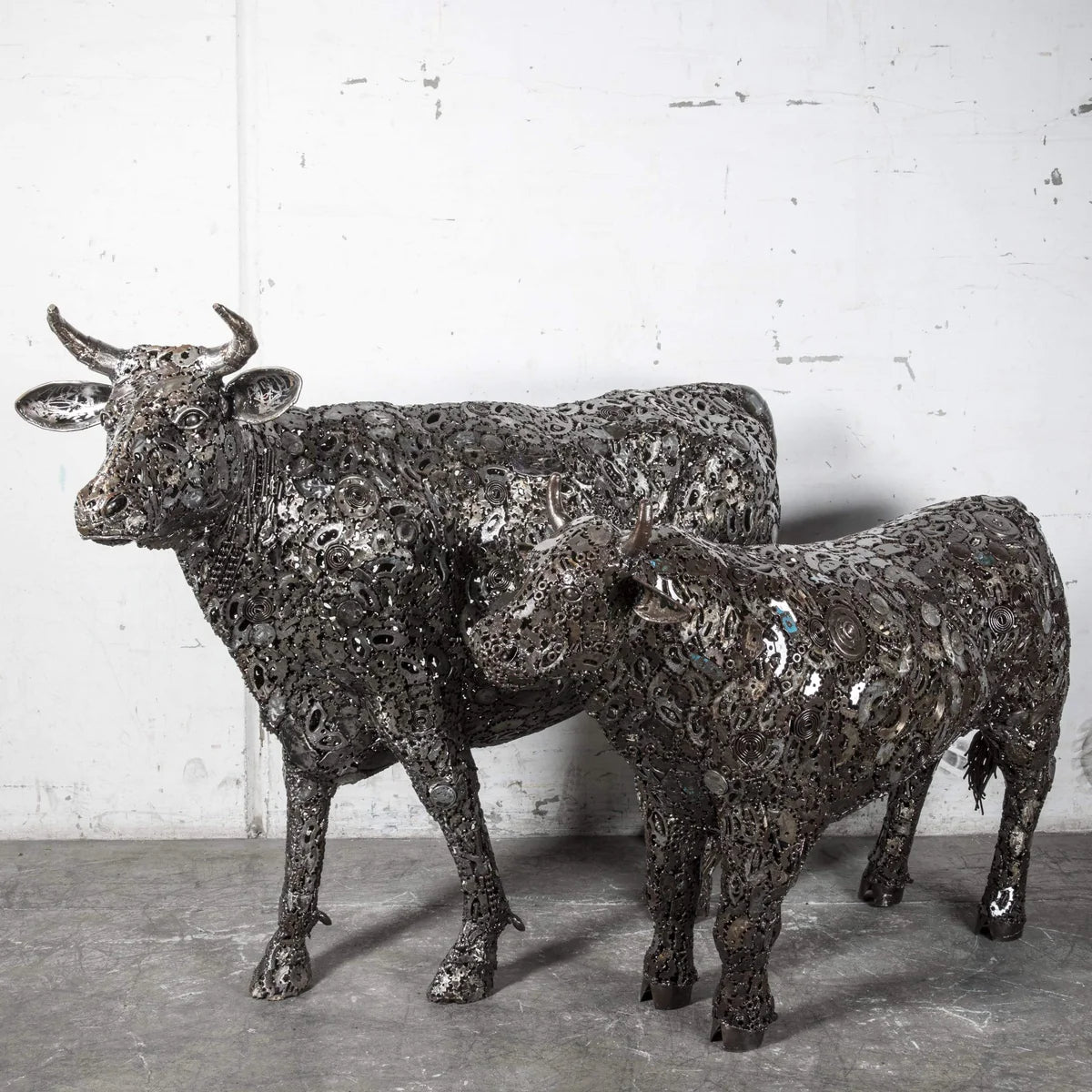 61” Cow Recycled Metal Art Sculpture - Xformerz