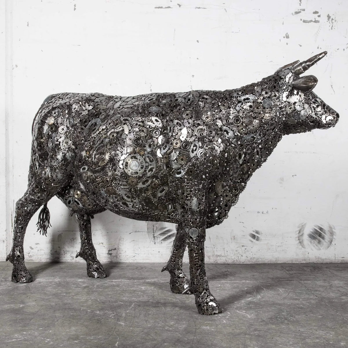 61” Cow Recycled Metal Art Sculpture - Xformerz