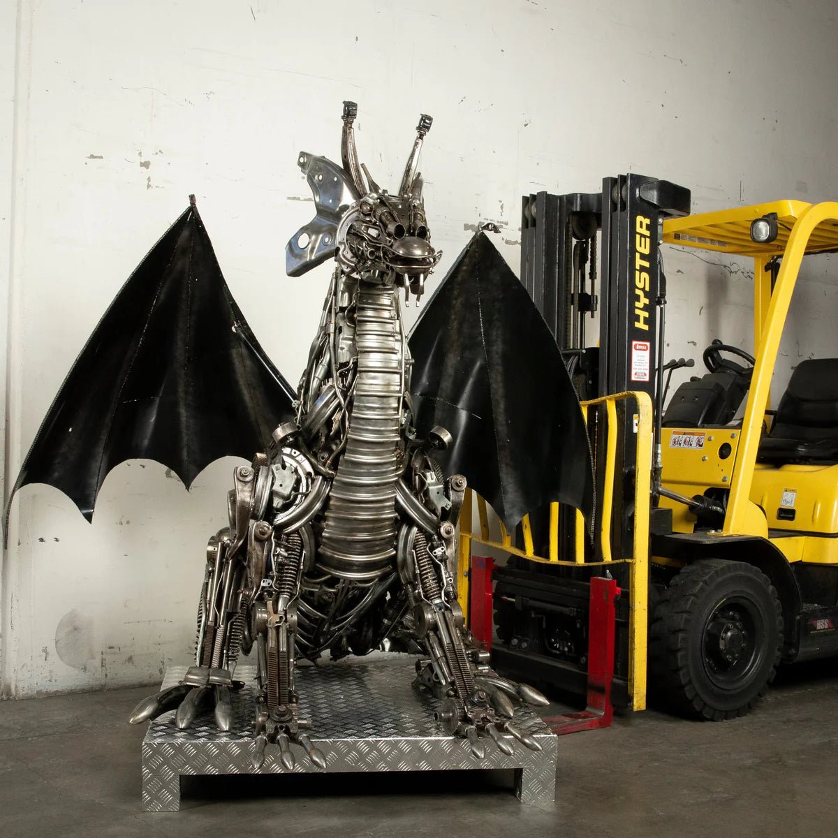 67” Dragon Inspired Recycled Metal Art Sculpture - Xformerz