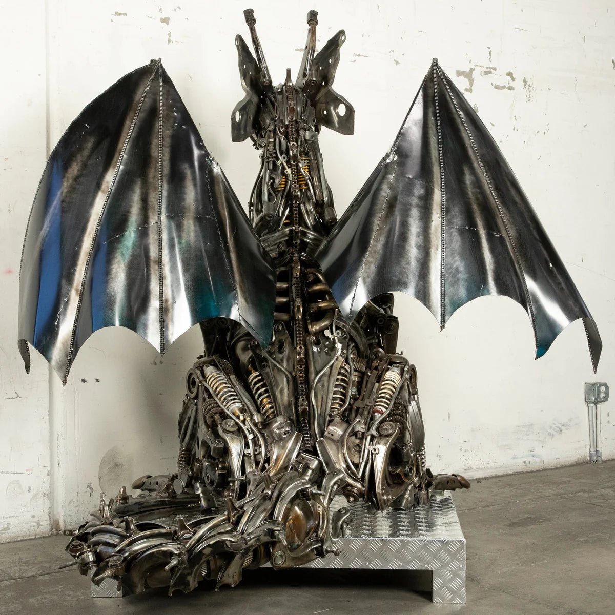 67” Dragon Inspired Recycled Metal Art Sculpture - Xformerz