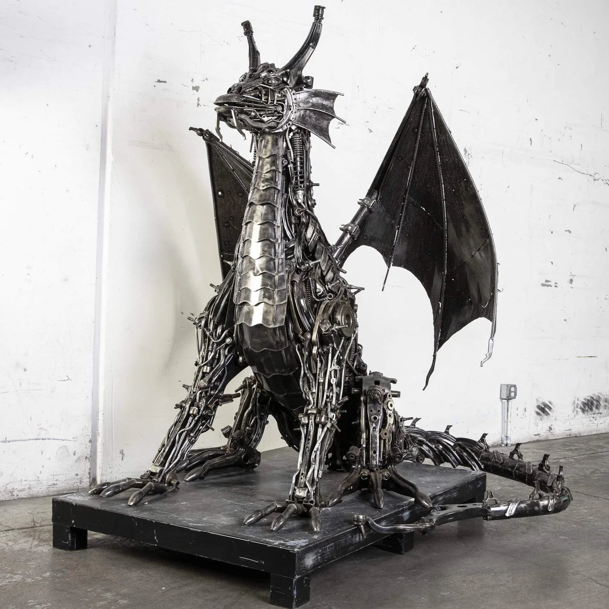 71” Dragon Inspired Recycled Metal Art Sculpture - Xformerz