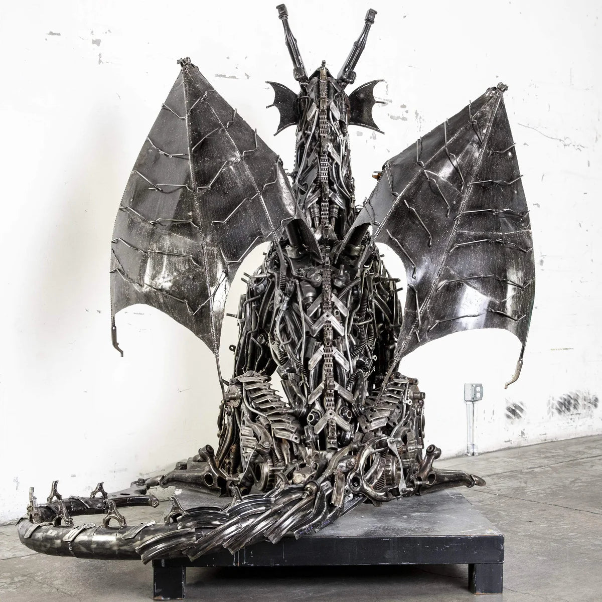 71” Dragon Inspired Recycled Metal Art Sculpture - Xformerz