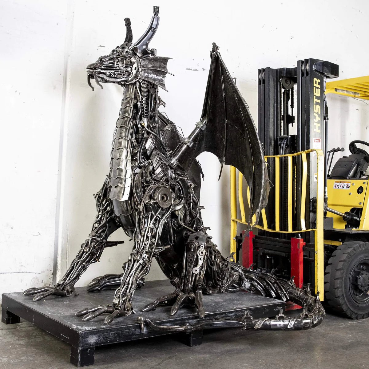 71” Dragon Inspired Recycled Metal Art Sculpture - Xformerz