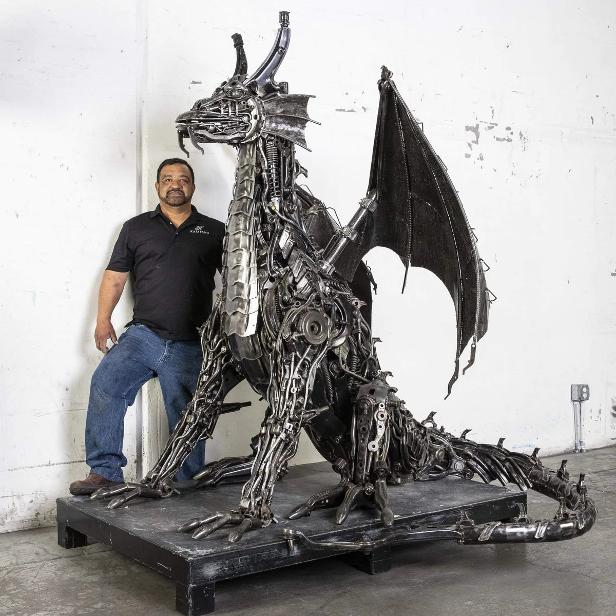 71” Dragon Inspired Recycled Metal Art Sculpture - Xformerz